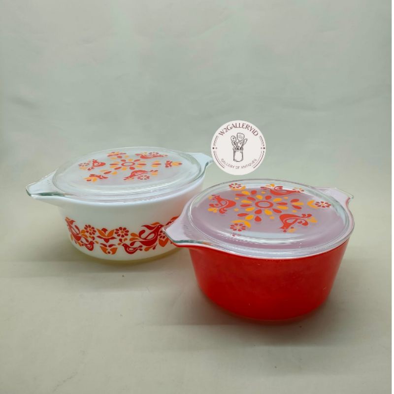 Pyrex Bowls Set of 2 pcs/manglok pyrex kaca tutup/mangkok saji tutup pyrex