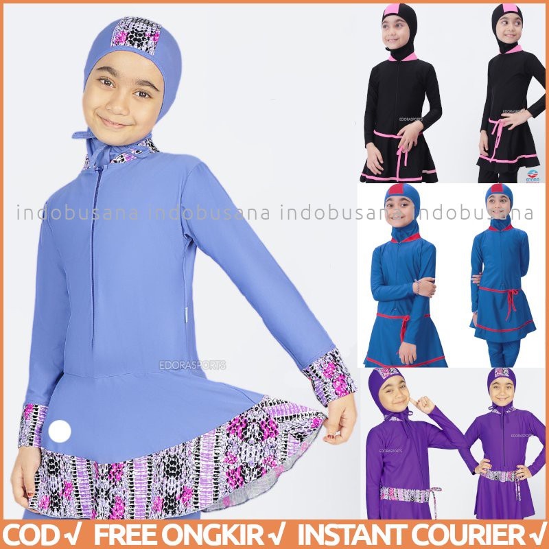 Baju Renang Anak Cewe Muslim Usia SD Kids Perempuan Muslimah EDORA