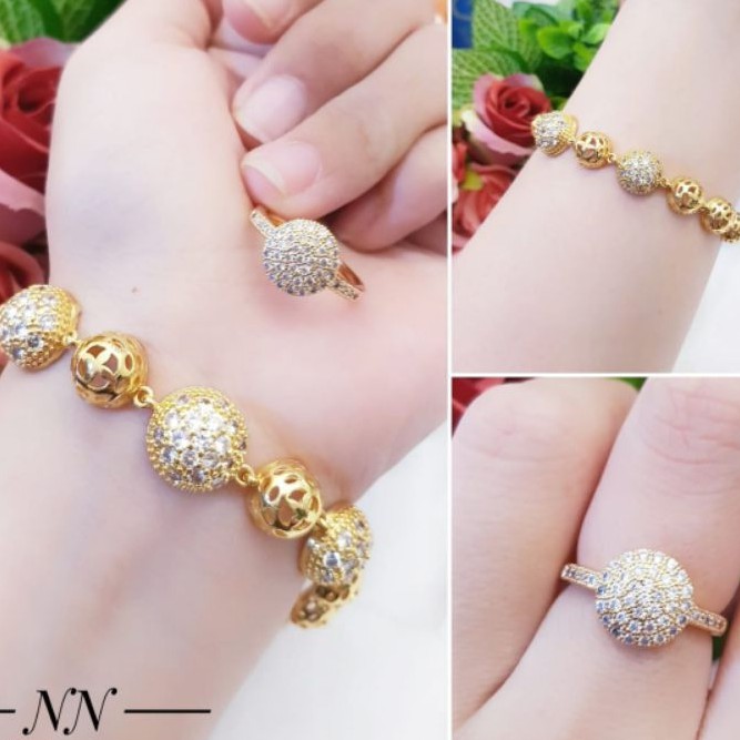 Xuping Set Perhiasan Gelang dan Cincin Terlaris Y764