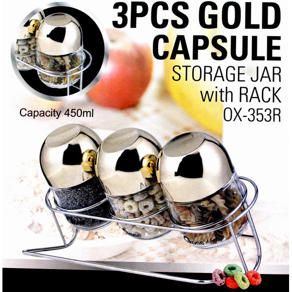 Oxone OX-353R 3pcs Toples Serbaguna Gold Capsule with Rack