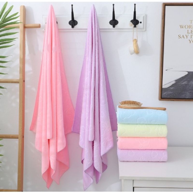 Handuk Mandi Besar 70x140cm Handuk Mandi Kecil 30x60cm Polos Motif Beruang Quick Drying Bath Towel