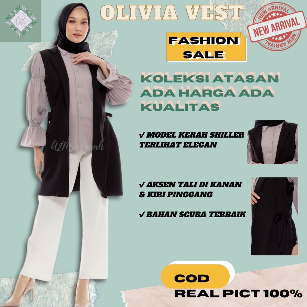 Rompi Panjang Wanita Kekinian Outher Tanpa Lengan Blazer