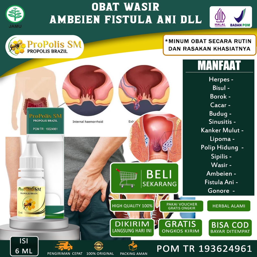Obat Wasir Ambeien ALergi Eksim Kering Borok Sipilis Infeksi Jamur Propolis SM Brazil Original 100% 
