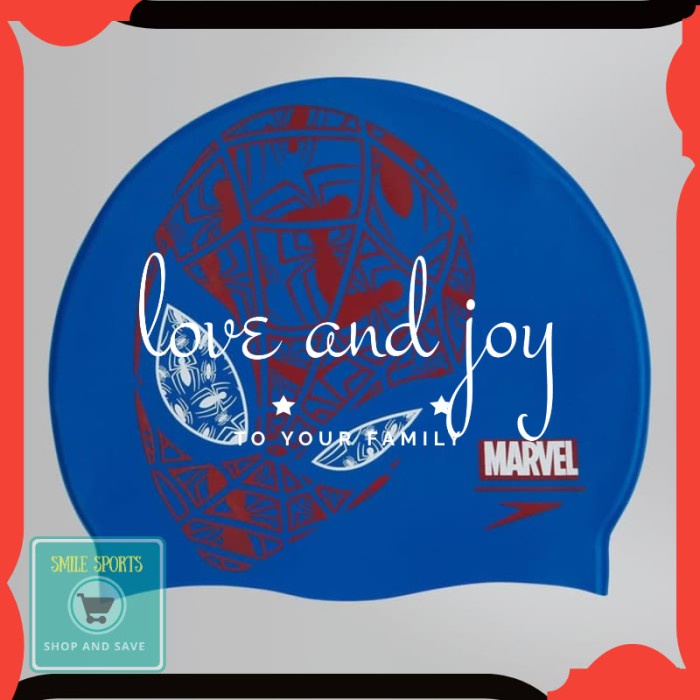 Original TOPI RENANG ANAK SPEEDO JUNIOR SLOGAN PRINT CAP MARVEL
