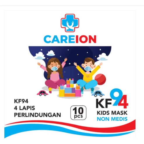 Masker Anak KF94 CAREION Korea 4ply Masker kf 94 ANAK CAREION isi 10pc - HITAM/PUTIH