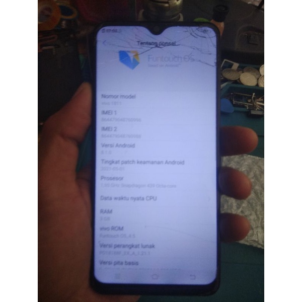 lcd vivo y91 minus glas retak .