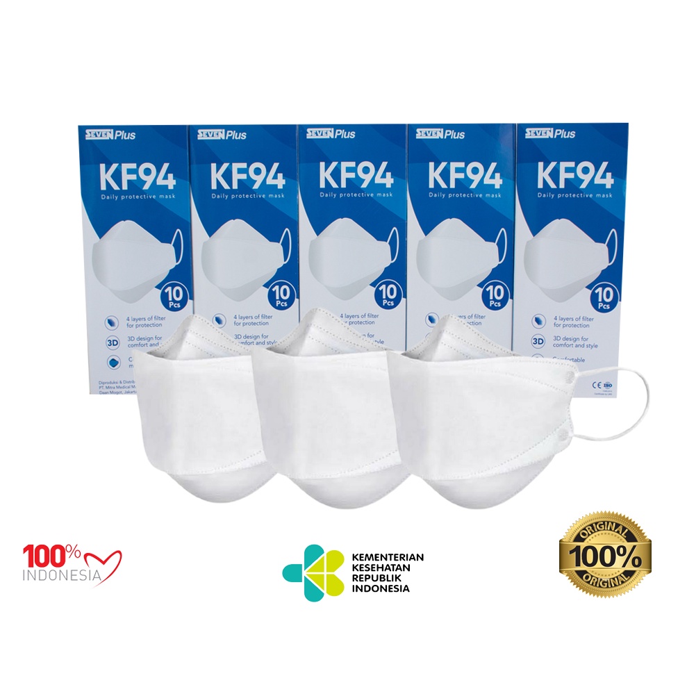 HIPNOP Masker Medis KF94 Seven Plus Surgical 3D 4Ply Kemenkes isi 10PCS