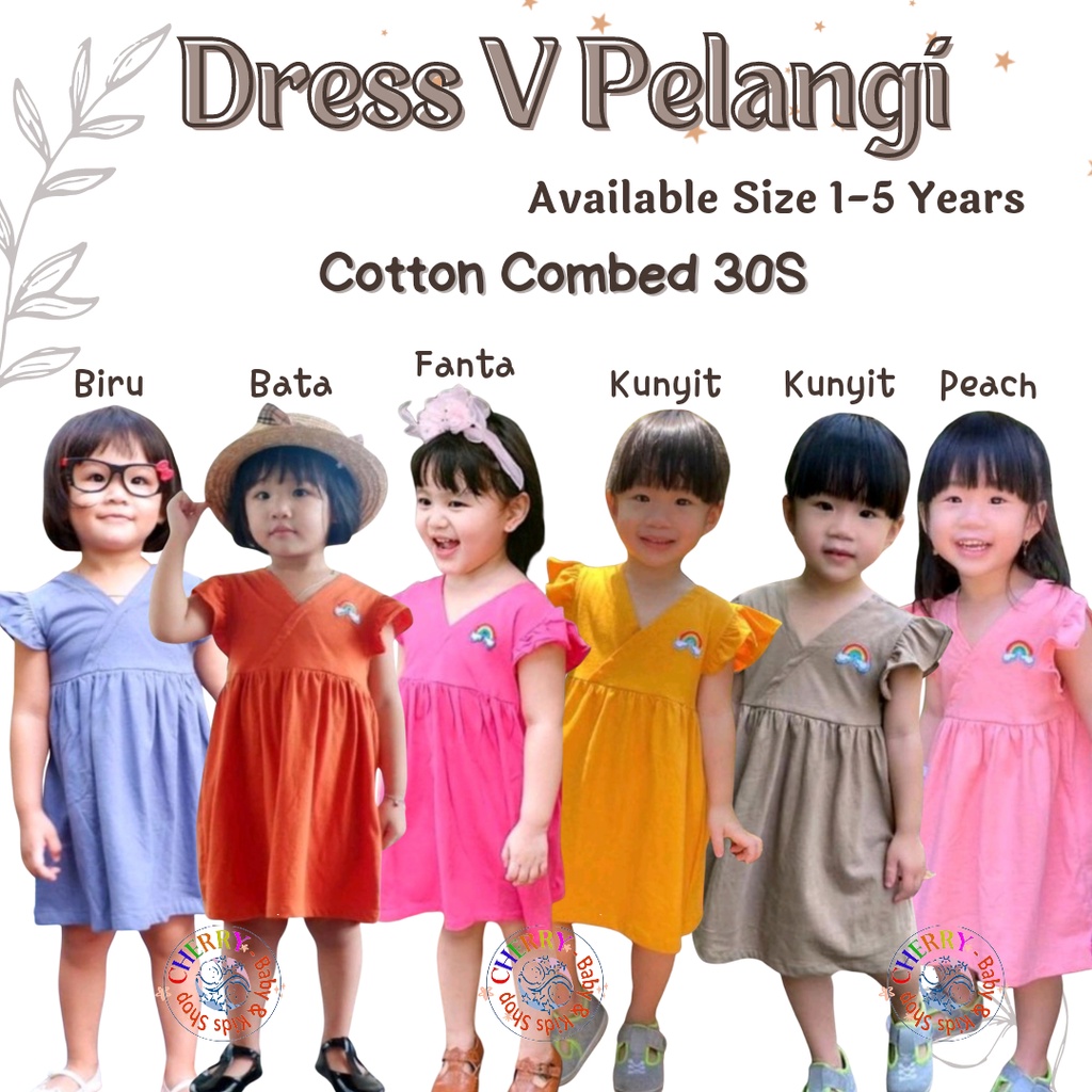 Dress Anak Bayi SMILEE V Pelangi Mix Warna Size 1-5tahun / Dress anak perempuan lucu / dress anak CBKS S24