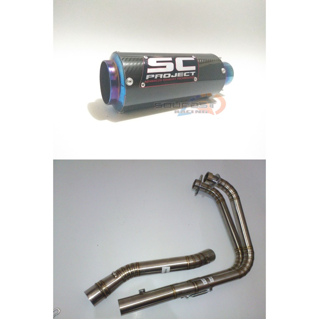 knalpot racing sc projec half blue fullsystem R25 Mt25