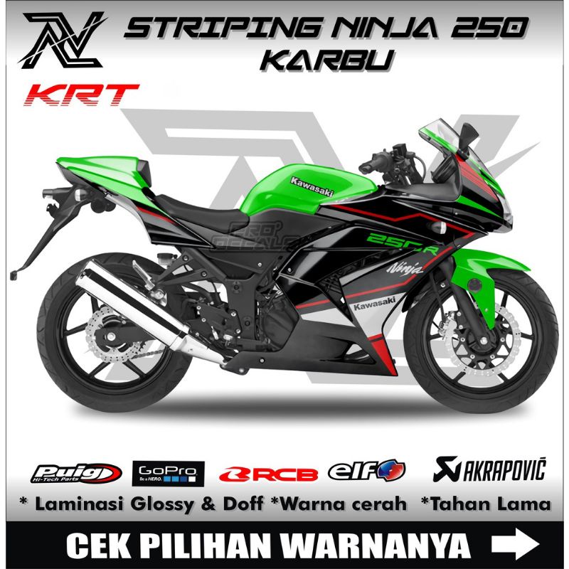 Decal Striping Ninja 250 Karbu Semi Full Stiker Variasi Motif Zx Lis Merah