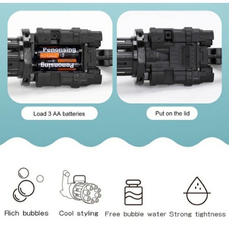 Mainan Anak Pistol Gelembung Mesin Elektrik Gun Bubble Machine Electric Galting Bubble Gun Outdoor-7