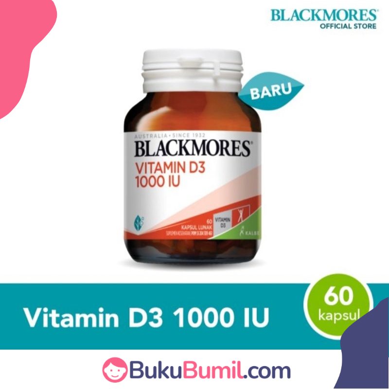 Jual Blackmores Vitamin D3 1000 IU 60 Kapsul (Halal) Vitamin Suplemen D untuk Lanjut usia, Ibu