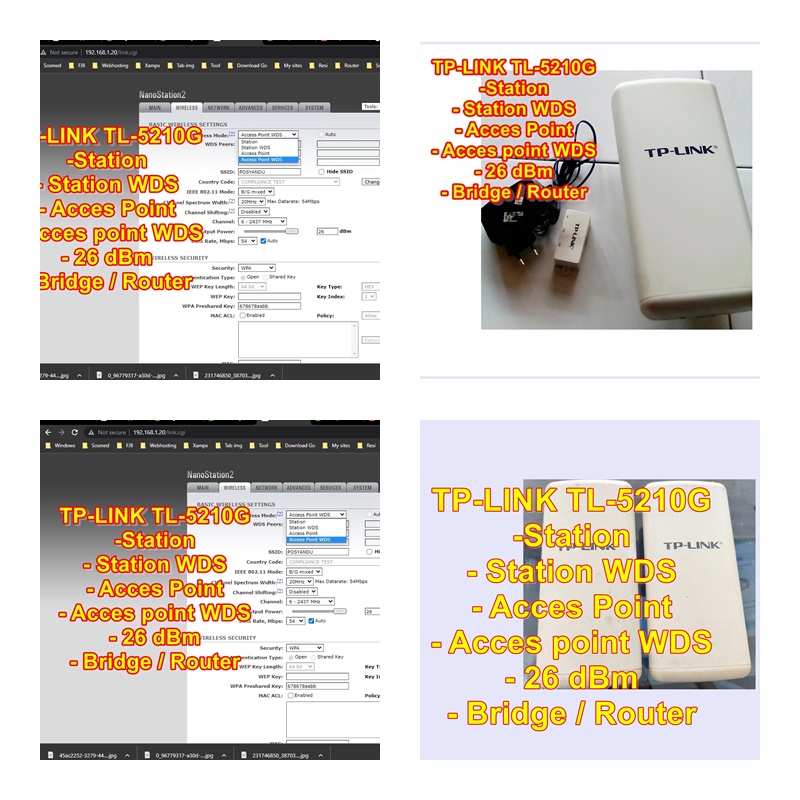 Acces point Outdoor luar lapangan TP-Link 5210G TL-wa5210G upgrade UBNT nanostation2 AirOS Alat pene