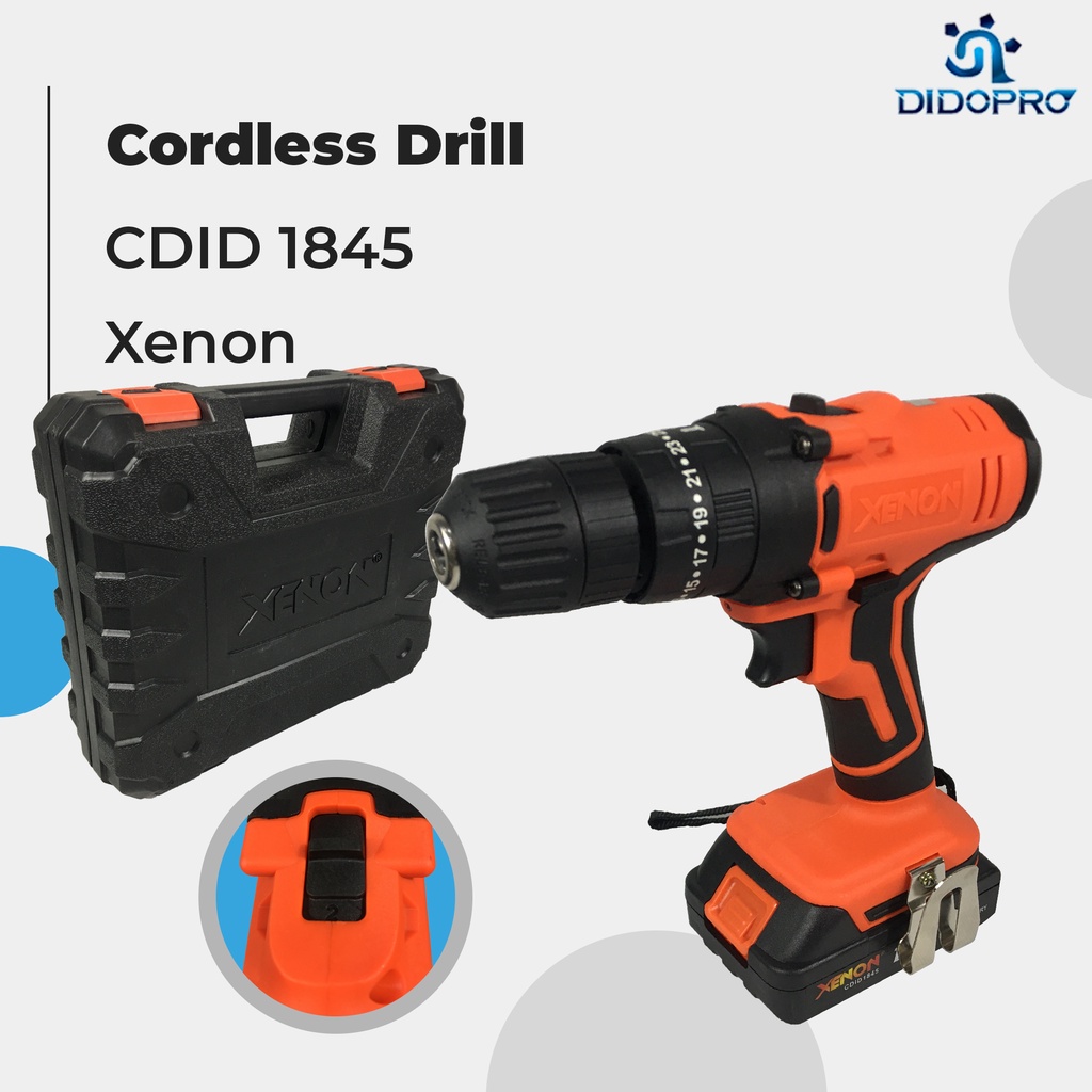 XENON CDID1845 Mesin Bor Beton 18volt Cordless Impact Drill including Accessories Set