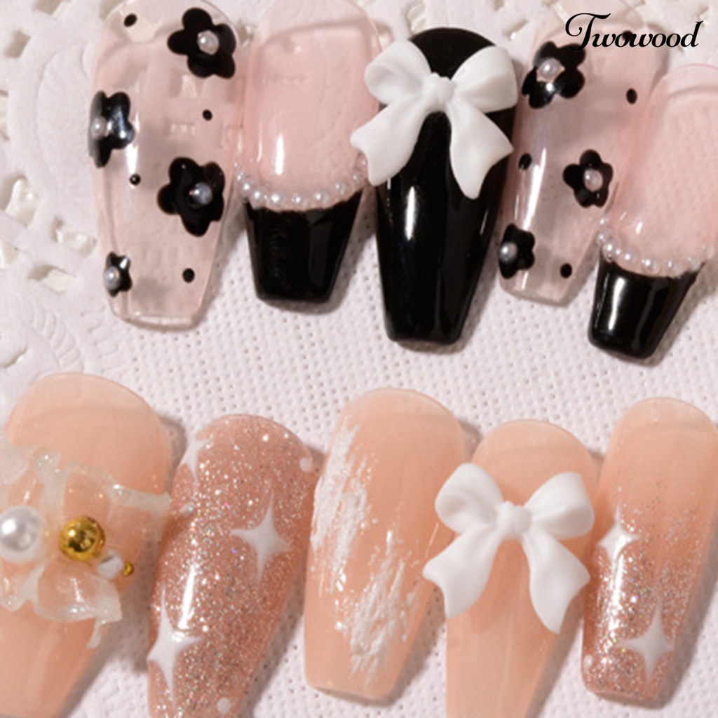 Twowood 50Pcs / Set Ornamen Pita Mini 3D Untuk Dekorasi Nail Art