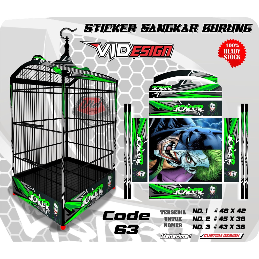 Stiker kandang kacer / Decal sangkar kotak burung kacer No 1,2,3 Joker