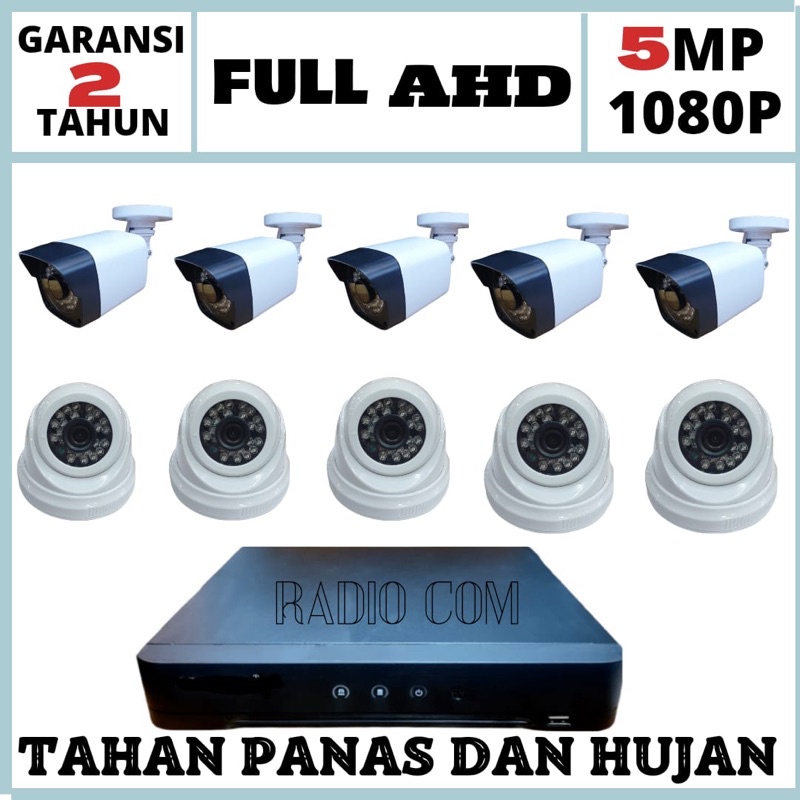 PAKET CCTV 16 CHANNEL 10 KAMERA LENSA 5MP 1080p IR SONY