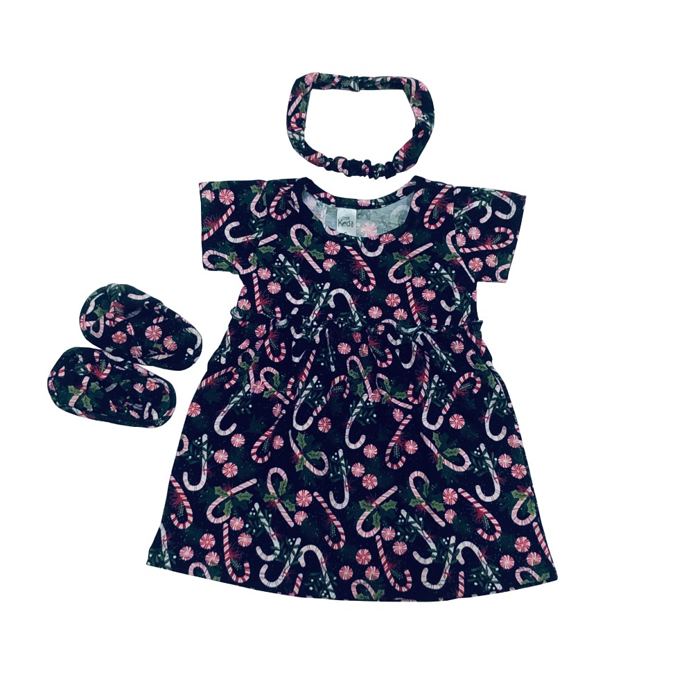 Ava 0-12 Bulan Dress Set Bayi / Dres Set Anak Bayi Little Koda - Toko Uwais Grosir-Black Candy