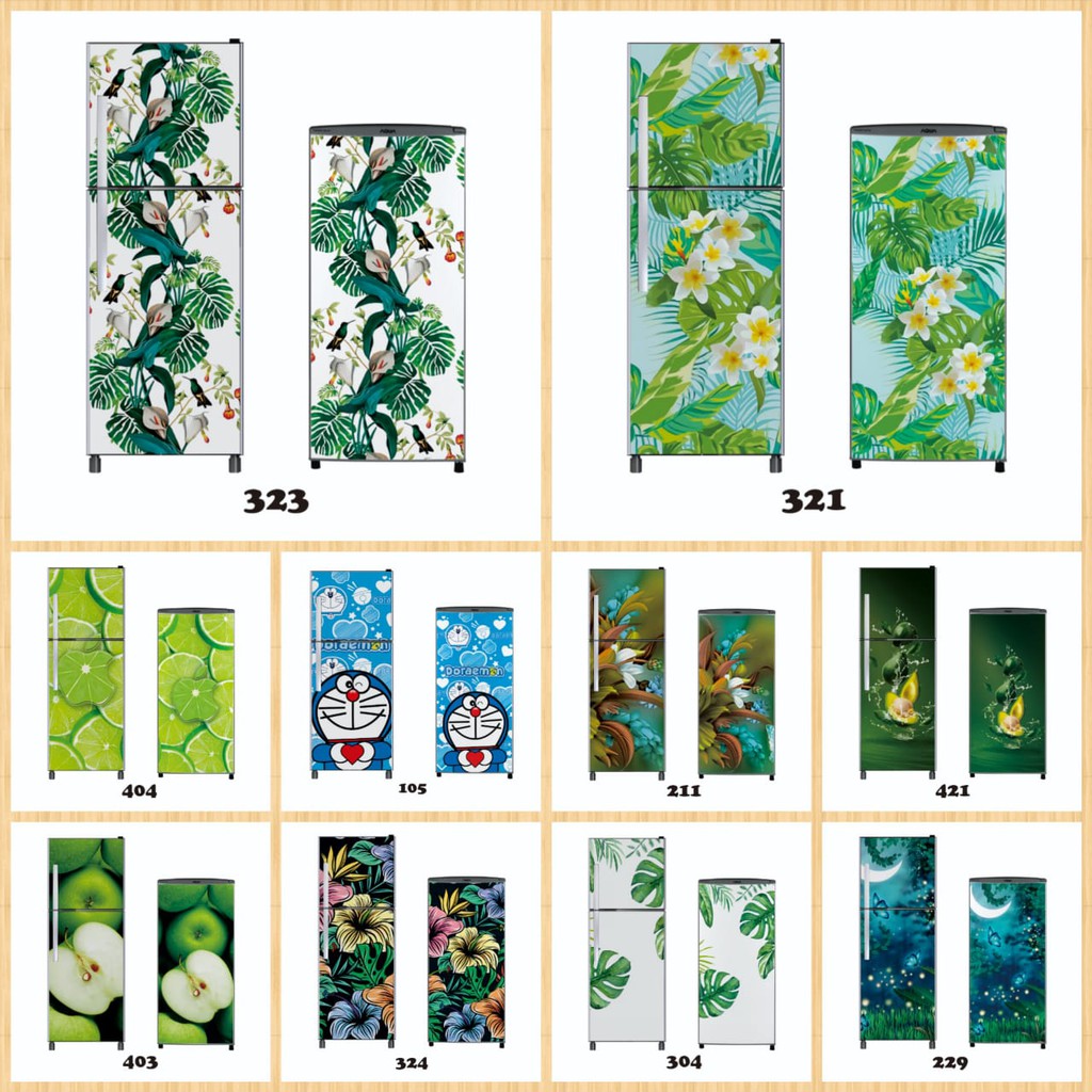 Sticker Kulkas Bahan Vynil Gloss Premium Untuk 1 dan 2 Pintu
