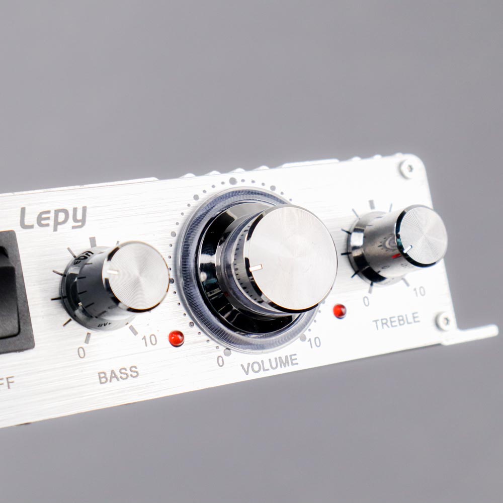 Amplifier Lepy HiFi Mini Stereo Amplifier Treble Bass Booster 2A 12V - LP-A6 - Silver