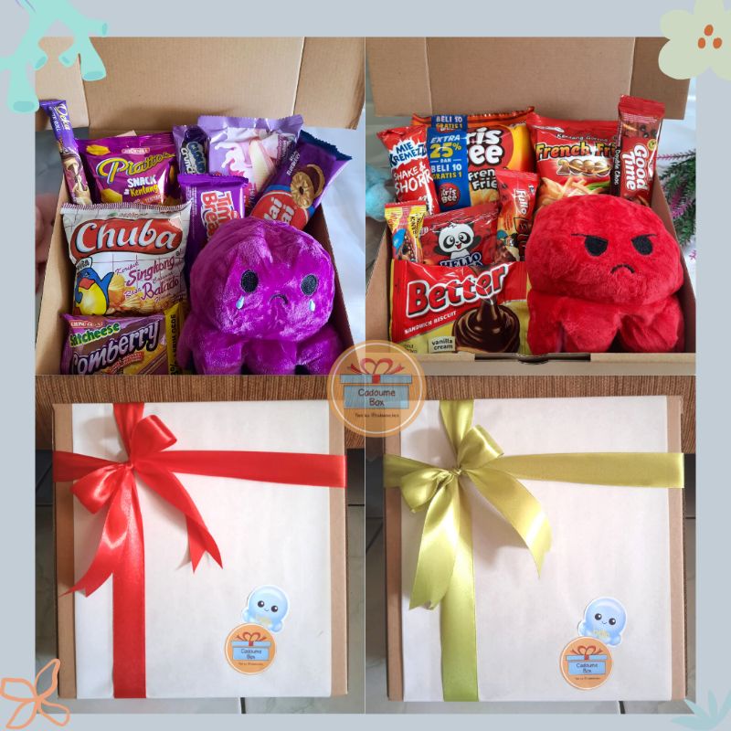 hampers snack ulang tahun BONEKA GURITA MINI / snackbox boneka gurita mini / Octosnack Box / Snackbox / Hampers ulang tahun /  Snack box / Giftbox  /  Hampers Snack / Hampers Gurita Mini / Kado Ulang Tahun / Hampers Snack dengan Boneka Gurita Mini