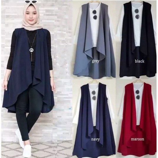 COD [1KG = 8PCS] Vest Lavina | Rompi Muslim Wanita | Best Seller - Navy