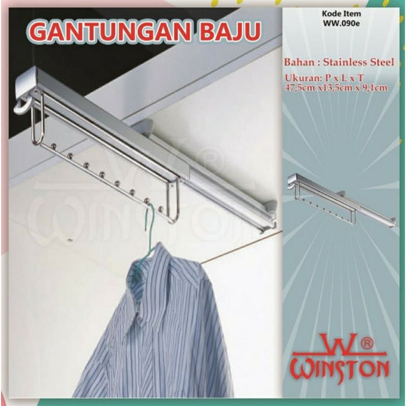 Gantungan Baju Celana Dalam Lemari WW 90 E CR Rak Pakaian Tarik