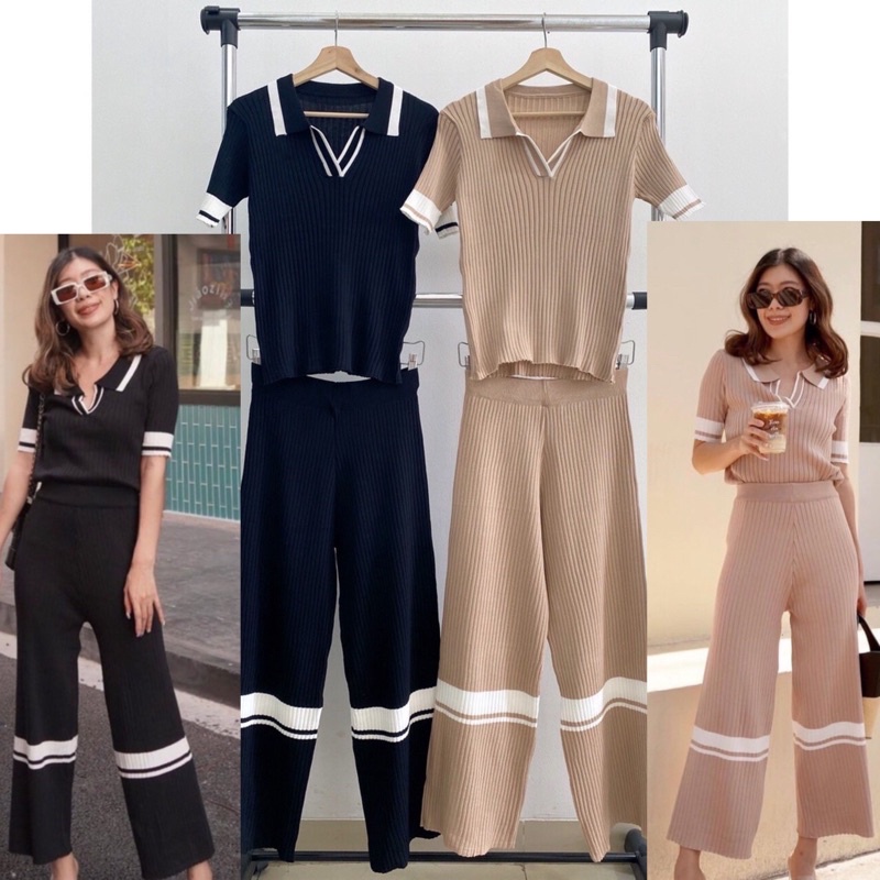 [Ijuf] Stelan top kulot rajut knit basic vneck premium import bangkok bkk