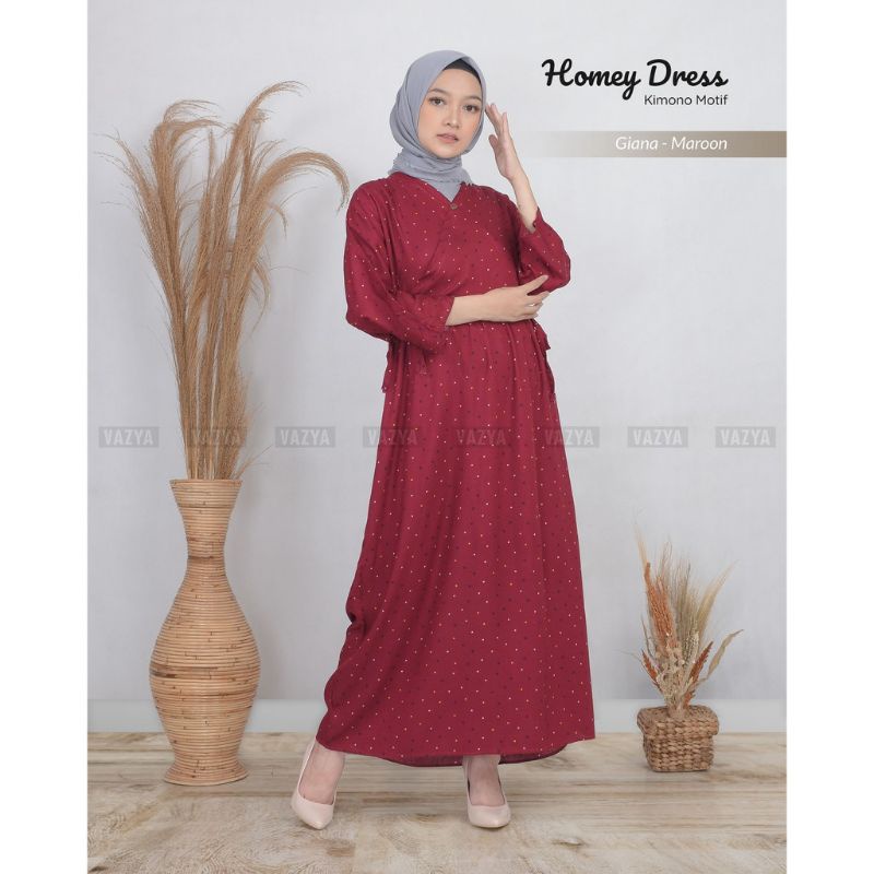 Homey Long Dress Kimono Motif