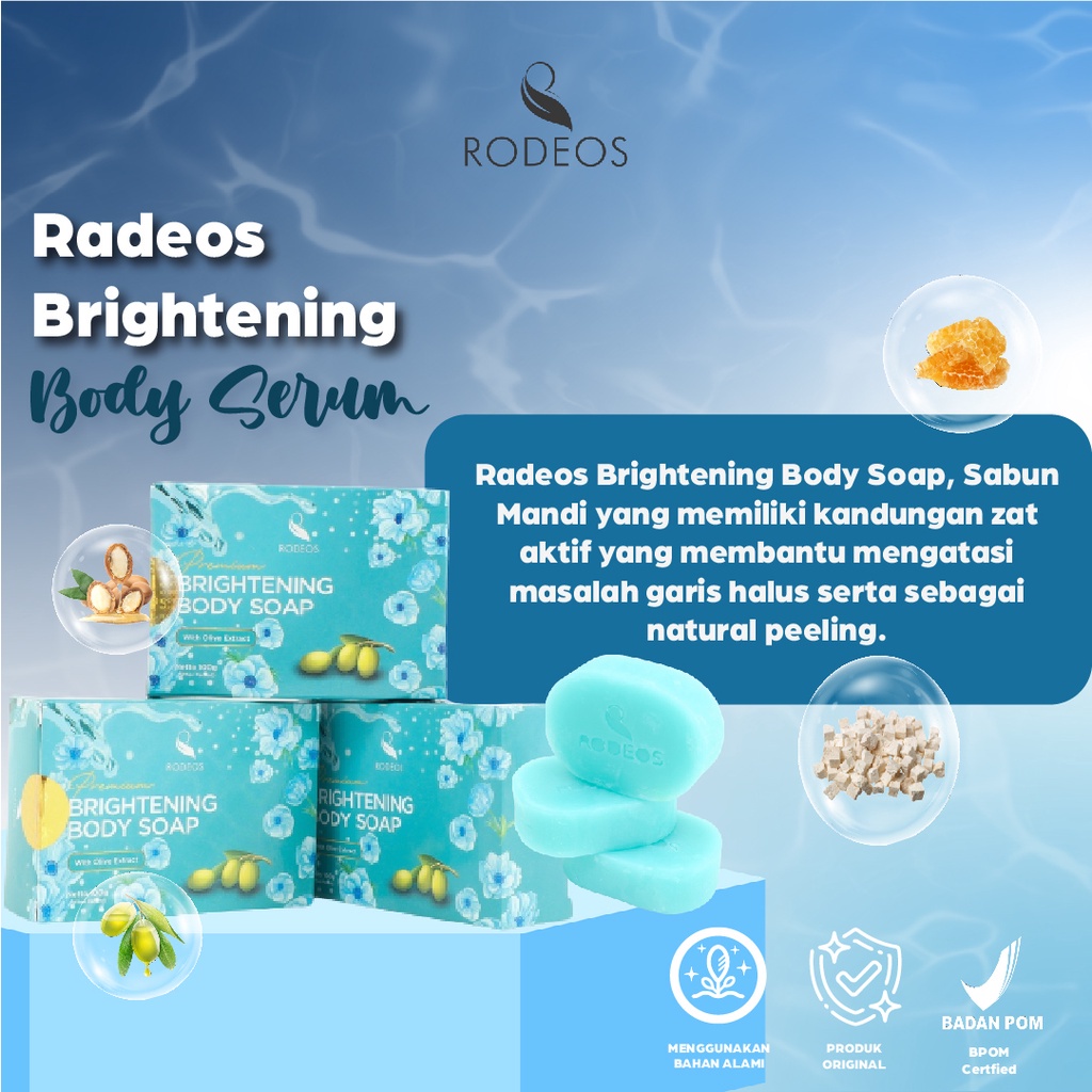 Rodeos Premium Brightening Body Soap Honey - Sabun Badan Pencerah Pembersih Pelembab Kulit - Atasi Garis Halus dan Keriput