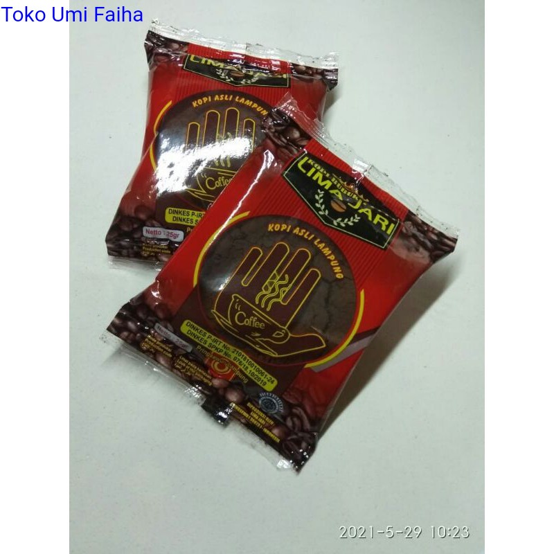 

Kopi Bubuk 5 Jari | Kopi Robusta Asli Lampung | per Sachet 25 gram