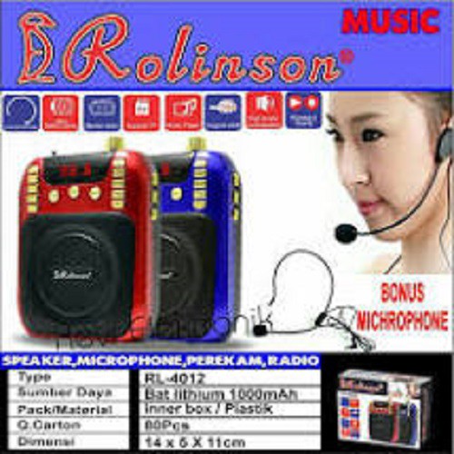 Speaker Pinggang / Waistband Rl 4012 Speaker Usb, Memory + Radio + Mic / ROLINSON Radio &amp; SpeakerUSB