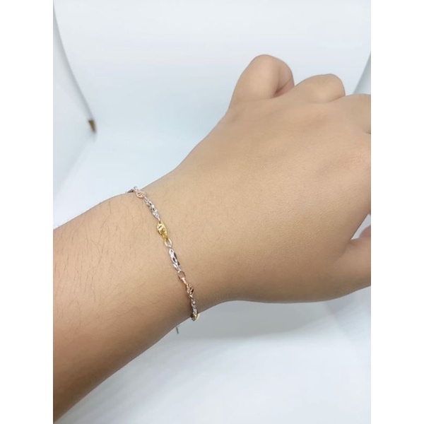 gelang rantai daun kombinasi warna/ gelang perak asli silver 925 lapis emas/gelang fashion impor