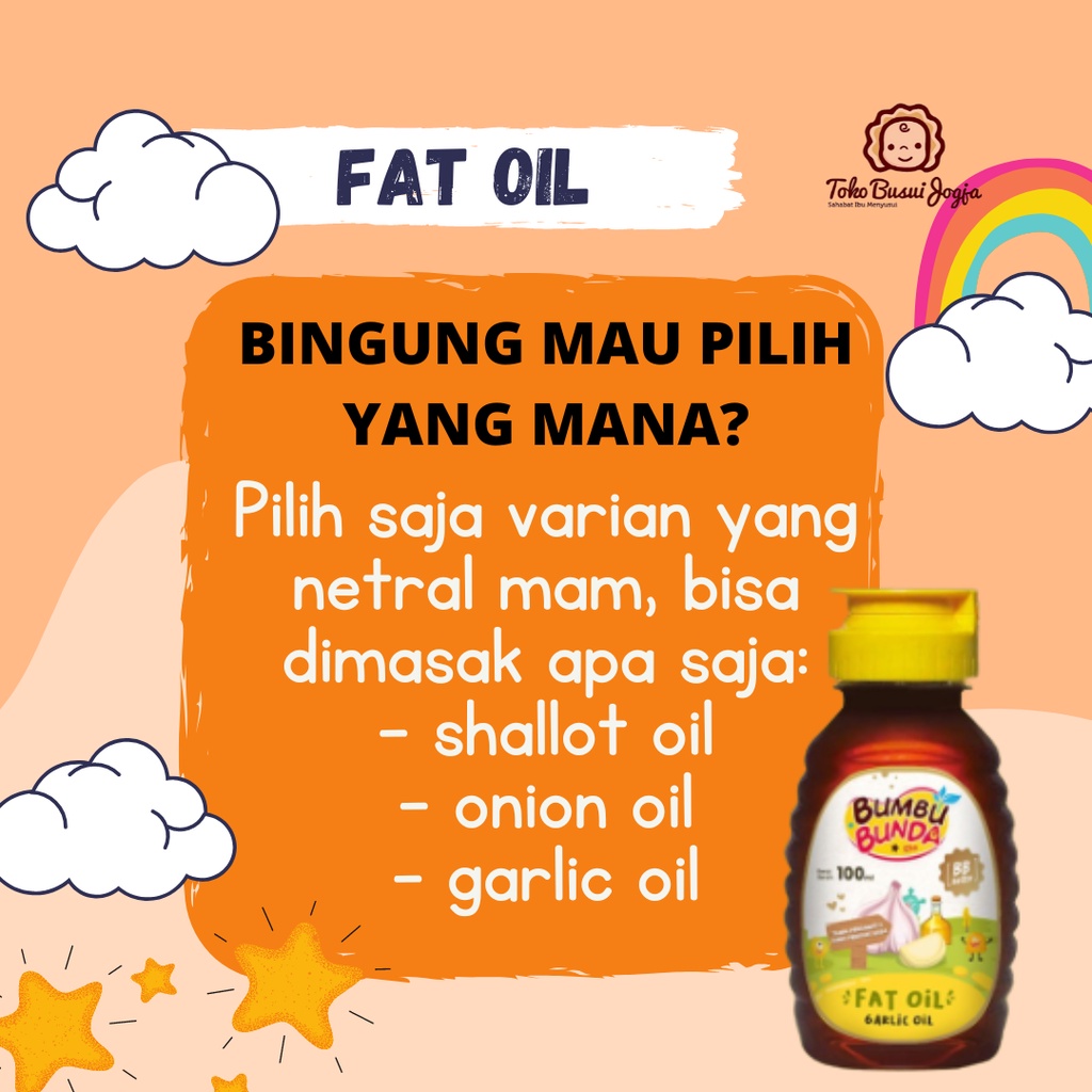 Bumbu Bunda By Elia Fat Oil Minyak Goreng Mpasi Shallot Wagyu Sapi Onion Bawang Chicken Ayam Ikan Salmon Garlic Oil Tumis Bayi Booster BB Berat Badan