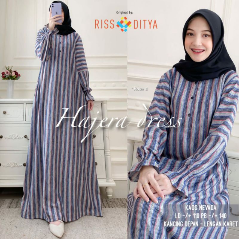 Gamis garis2 Hajera maxy kaos nevada