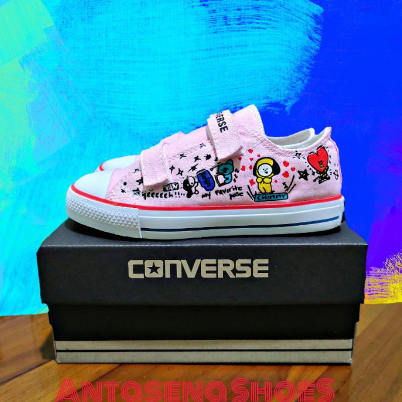 SEPATU SNEAKERS CONVERS ANAK BT21 PEREMPUAN  SNEAKERS 34- karakter bts PINK Sepatu Sneakers Pink