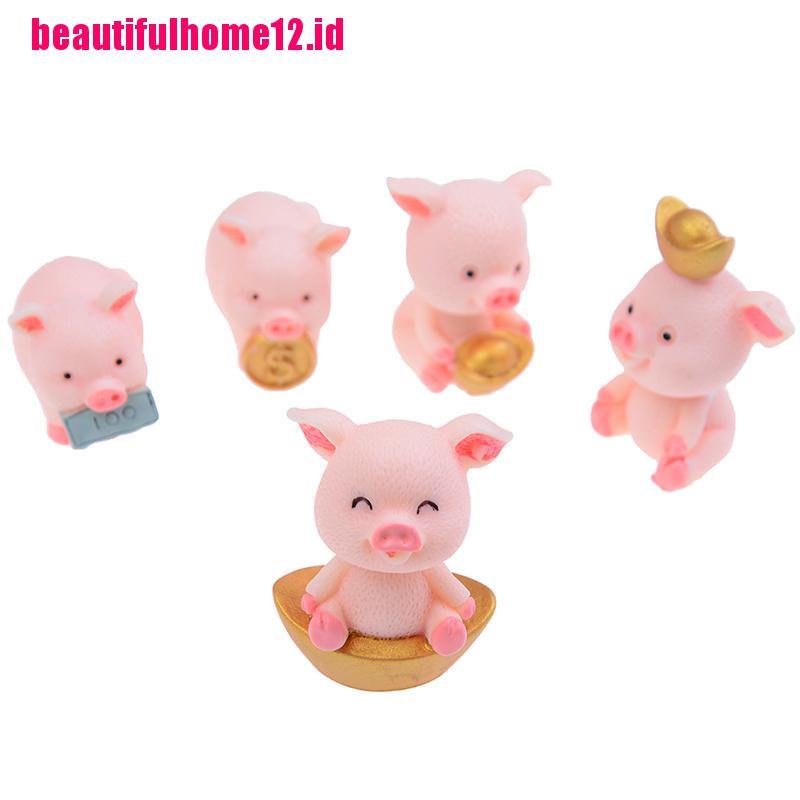 5pcs / set Miniatur Hewan Babi Untuk Dekorasi Taman