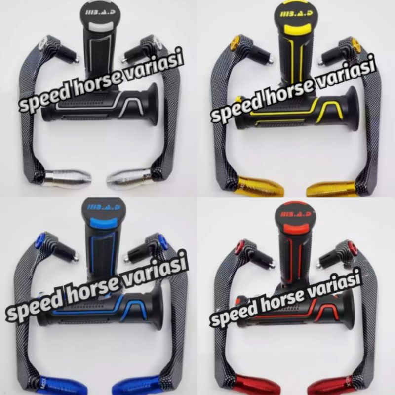 Paket 2in1 Proguard carbon sabit Plus Handgrip Bad Shark untuk semua motor