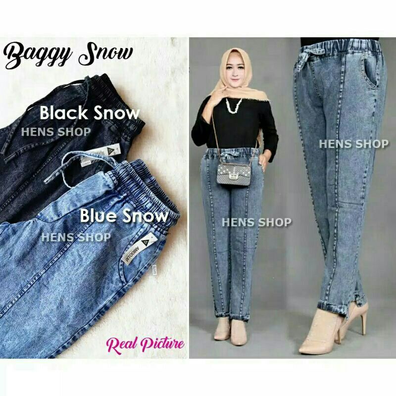 Snow Baggy jeans Standar dan Jumbo// Celana jeans snow Baggy