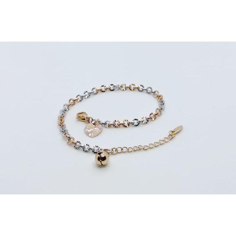 Gelang xuping wanita rantai nori kombinasi emas dan silver lapisan 18K