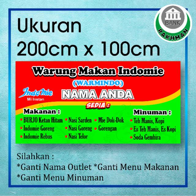 Jual Spanduk Banner Warmindo Warung Makan Indomie Ukuran Cm X