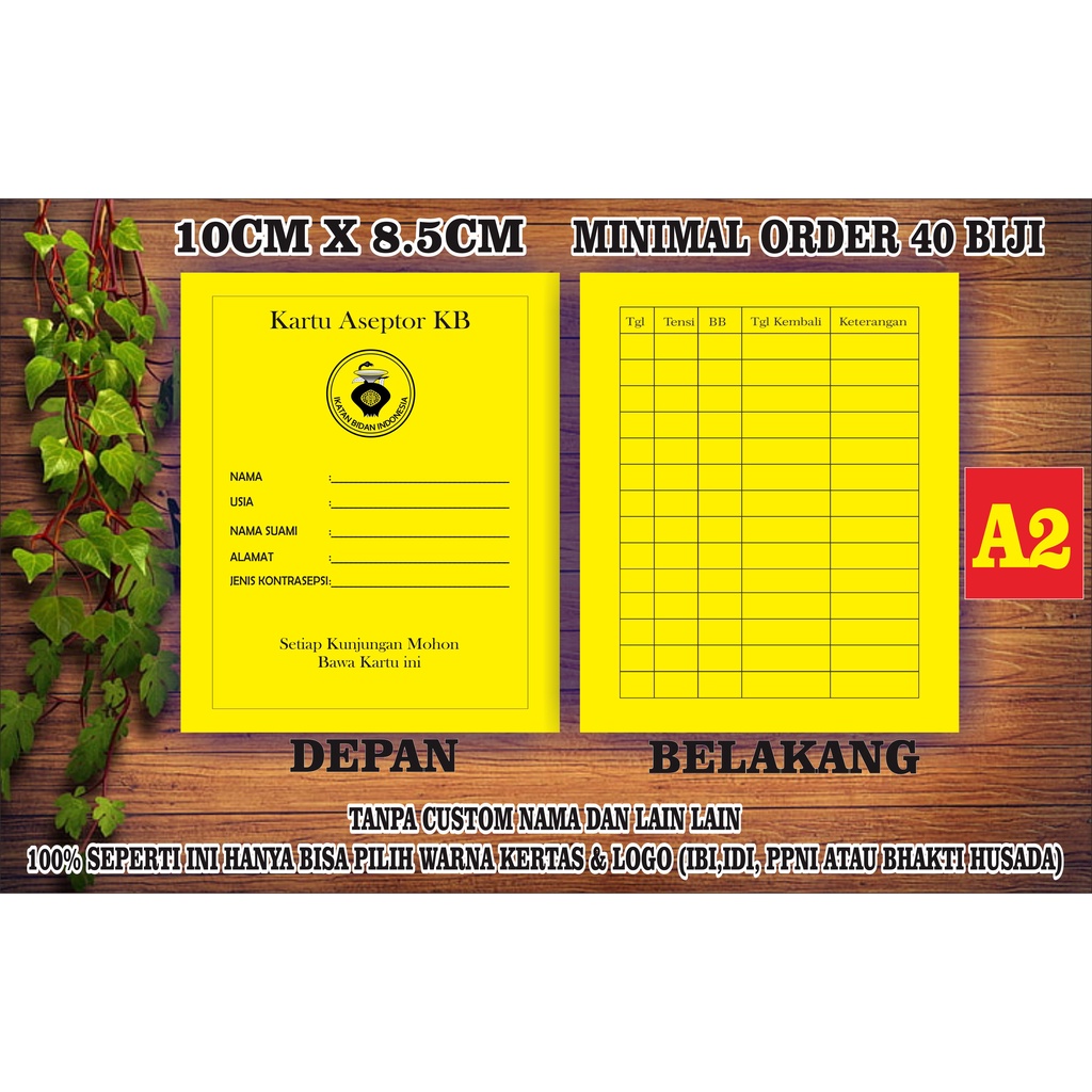 

KARTU AKSEPTOR KB isi 50 TERMURAH