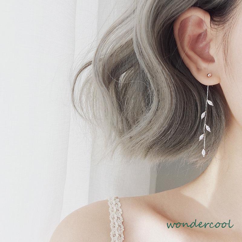 S925 Silver Willow Earrings Wanita Temperamen Anting Rumbai Panjang Sederhana-Won