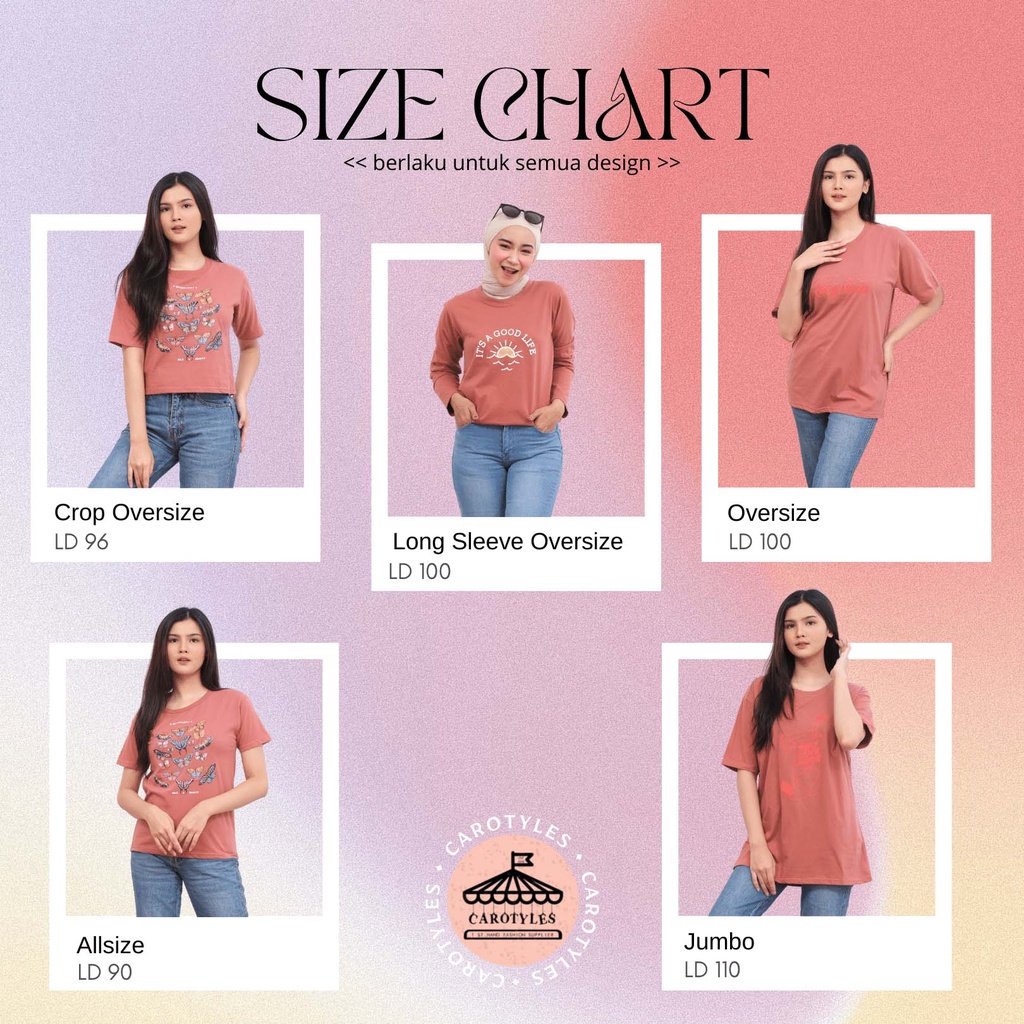 CAROTYLES Kaos Wanita Oversize Dusty Rose Collection Lengan Pendek Katun