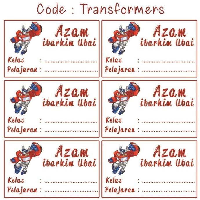BOG PROMO STIKER NAMA BUKU COWOK / STIKER CUSTOM NAMA BUKU SEKOLAH ANAK %T?