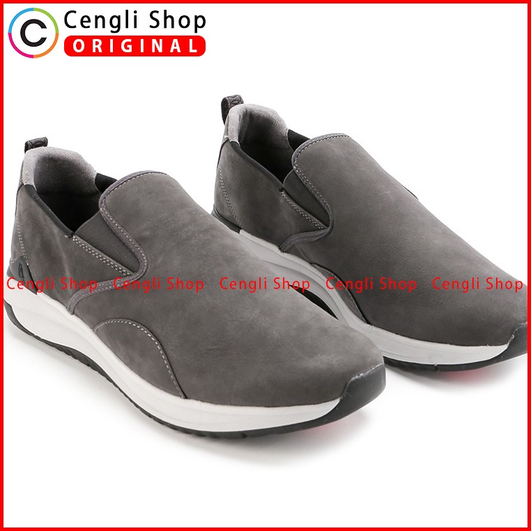 SEPATU HUSH PUPPIES PRIA ORIGINAL TERBARU SLIP ON CASUAL ABU-ABU HM002