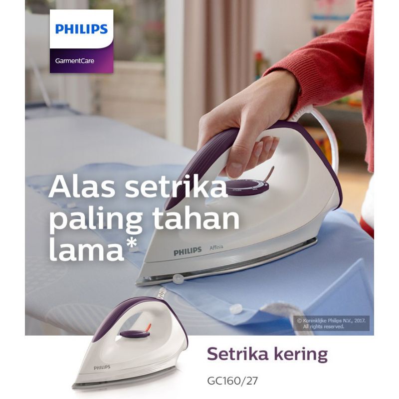 Setrika philips Gc160 affinia new dry iron setrika kering garansi resmi 2th FREE BUBLE &amp; KARDUS
