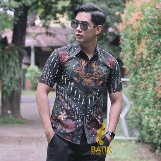 WIDAYAKA BATIK PRIA LENGAN PENDEK SLIMFIT ORIGINAL PRABUSENO FULL FURING MODERN PREMIUM BRANDED HEM 