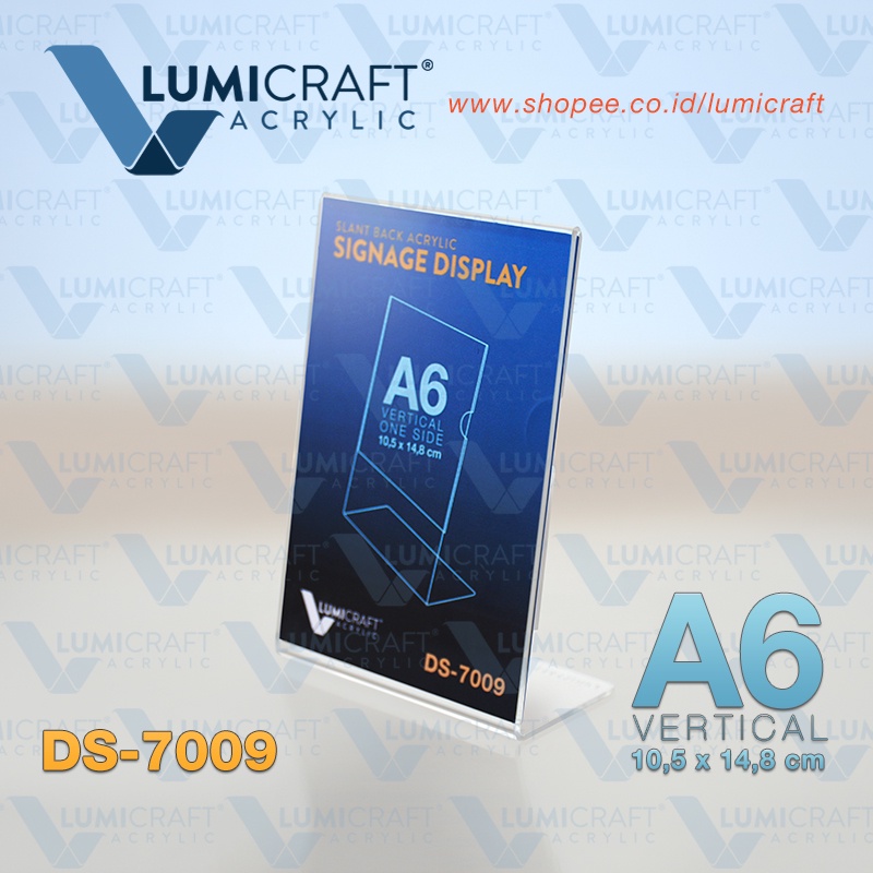 

Tent Card Acrylic model L A6 / Display Akrilik ukuran A6 Vertikal | Lumicraft DS-7009