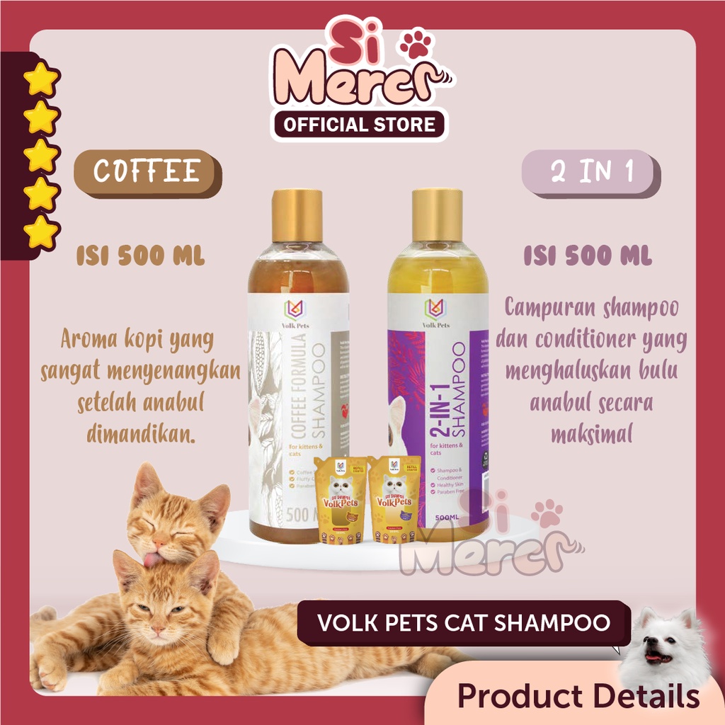 Shampo Kucing Cat Kitten Tick Flea Whitening Conditioner Jamur Kutu VOLK PETS 500ml